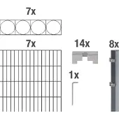 Alberts Dubbelstaafmat hekwerk Oslo antraciet, hoogte: 100-160cm, totale lengte: 10-20m, voor plaatsing in beton (set)