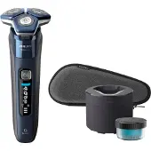 Philips SHAVER Series 7000 S7885/50 Elektrische scheerapparaat voor nat en droog scheren, Rotatief scheerapparaat, Zwart, Blauw, Knopbediening, LED-display, GroomTribe, SH71