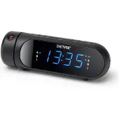 Denver Wekkerradio met projectie LED dual alarm zwart + USB poort - 8140230