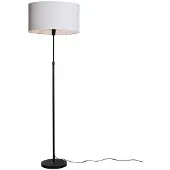 QAZQA Vloerlamp zwart met ovale linnen lampenkap wit 50cm - Parte