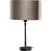 QAZQA Tafellamp zwart met taupe fluwelen kap 35cm - Parte