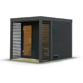 Karibu Saunahuis Buiten sauna Tuin sauna Ares 2, antracietkleurig, zonder accessoires, 38 mm massief hout, 237x276x232 cm, kleur: antraciet
