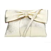Manfield Gouden leren schoudertas met strik | Maat Onesize