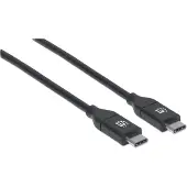 Manhattan 355247 USB-kabel USB 2.0 USB-C stekker, USB-C stekker 2.00 m Zwart
