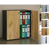 Hioshop Vandol Mini kantoor wandkast Kantoorkast met 2 deuren Grijs.