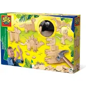 SES Creative - Timmerset - Dinosaurus - Montessori Speelgoed Jongens - met echte hamer, spijkers en voorgezaagde houten plankjes - knutselen jongens - Dinosaurus Speelgoed