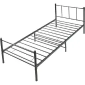 En.casa Metalen bedframe Hercules incl. bedbodem 90x200 cm zwart