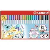 Stabilo Pen 68 brush metalen etui 25 stuks