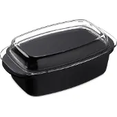 Relaxdays braadpan met glazen deksel, antiaanbaklaag, ovenschotel, braadpan van aluminiumgietsel, vaatwasmachinebestendig, 39 cm, zwart