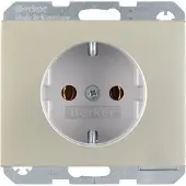 Hager BER K5 Schuko combinatie met artikelnummer 47357004, verhoogd, met montageplaat / roestvrij staal