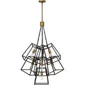 HINKLEY Kroonluchter Fulton, dimbaar, brons / oud-messing, Woon-/ Eetkamer, metaal, kroonluchter