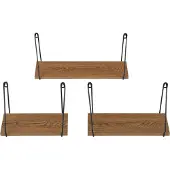 En.casa Wandrek Randers set van 3 zwart en houtkleurig