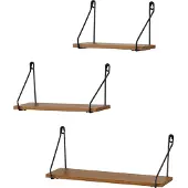 En.casa Wandrek Randers set van 3 zwart en houtkleurig