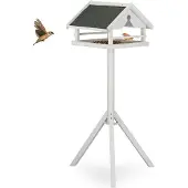 Relaxdays Wit vogelvoederhuisje op standaard