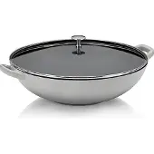 kela Wok van gietijzer met deksel, CALIDO, 36 cm, grijs