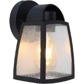 Lutec Wandlamp Kelsey zwart met glasstructuur