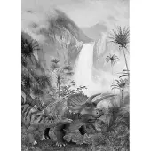 Overig Fotobehang Jurassic Waterval - Zwart - 2,80m X 200cm