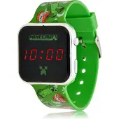 Lobbes LED Watch Minecraft - Kinderhorloge Met LED Display Voor Datum en Tijd - Groen