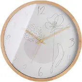 Casablanca Gilde wandklok, rond, "One Line Flower", bloemendesign, MDF, naturel, verpakkingseenheid 1, lengte 5 cm, diameter 41,5 cm, artikelnummer 50419, EAN 4063387504192