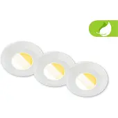 Briloner Klira inbouwlamp, wit, Ø 9cm, IP44, dimbaar, 3 stuks Klira, dimbaar, wit / opaal, Badkamer, Kunststof, Modern