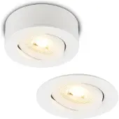 Briloner Desi 2-in-1 LED inbouwspot en opbouwspot, 2-in-1 LED inbouwspot en opbouwspot, kantelbaar, dimbaar, plat, wit, Ø9 x 3 cm