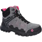 Hi-tec V-Lite Explorer WP Koe-Suède Leren Wandelschoenen Voor Dames Grijs/Fuchsia