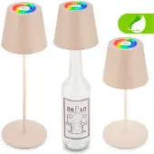 Briloner Calida - Oplaadbare Tafellamp - dimbaar - voor binnen en buiten - 3 in 1 - RGBW - IP44 - snoerloze - in hoogte verstelbaar - 36 x Ø 10,5 cm - beige