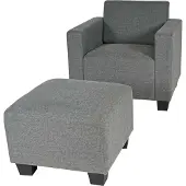 MCW Modulaire fauteuil Loungefauteuil met voetenbank Lyon, stof/textiel ~ grijs