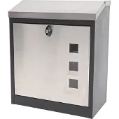 MCW XXL brievenbus -H26, bedrijfsbrievenbus Brievenbus, afsluitbaar met poedercoating 52x44x25cm ~ zwart-roestvrij staal