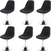Mendler Set van 6 eetkamerstoelen -A60, draaistoel, chroom ~ donkergrijs textiel