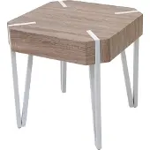 Mendler Kos T574 salontafel, bijzettafel, 52x50x50cm MVG-gecertificeerd ~ eiken, lichtgekleurde metalen poten