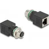 DeLOCK M12 4-pins D-gecodeerd (v) - RJ45 (v) industriële netwerkadapter | inbouw | CAT5e | PUR