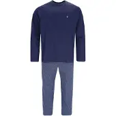 Hajo Blauwe heren pyjama blokjesdesign | Maat 56