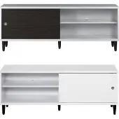 Ebuy24 Evolution TV-meubel 1 deur, 2 planken wit, zwart.