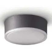 LCD LED plafondlamp 1421 voor buiten plafond, grafiet Ø 20,5cm 1420/1421, zwart, Aluminium, LED plafondlamp