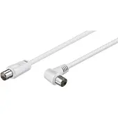 Brodit IEC (m) recht - IEC (v) haaks coaxkabel - wit - 1,5 meter