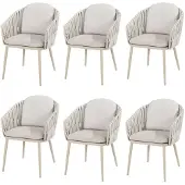 4SO Eva dining tuinstoel latte rope set van 6