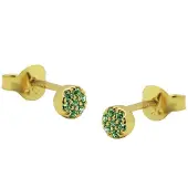 Karma Oorbellen Zirconia Emerald Green Disc | Goud