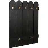 MCW Wandkapstok -N95, kapstokpaneel, paulownia 7 haken 86x60cm ~ zwart