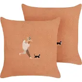 Beliani MARIGOLD - Sierkussen set van 2 - Oranje - Polyester