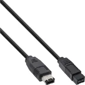 InLine FireWire 400-800 kabel met 6-pins - 9-pins connectoren / zwart - 3 meter