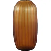 Ptmd Lavanya Brown Carved Glass Round Vase Ribbed High (Bruin, 15.5x30.5x15.5cm)