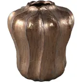 Ptmd Hamish Bronze Ceramic Round Wavy Shaped Vase S