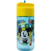 Stor Disney's Mickey Mouse Tritan Drinkfles - 430 ml – Vaatwasserbestendig & BPA-vrij - Drinkfles voor kinderen – Transparant blauw/Geel