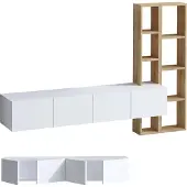 Skye Decor Tv-meubel 4 deuren wit met eikenrek l182 cm pana