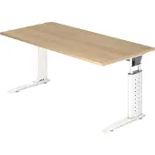 Hjh OFFICE PRO UNDA 16 W - 160 x 80 Tafelhoogte I In hoogte verstelbaar Eiken/Wit