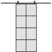 vidaXL Schuifdeur met beslagset 90x205 cm ESG glas zwart