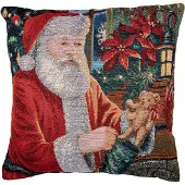 Clayre & Eef Kussenhoes 44x44 cm Rood Polyester Kerstman