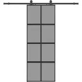 vidaXL Schuifdeur met beslag, zwart, 76x205 cm, veiligheidsglas