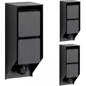 Ks Verlichting - tuinstopcontact - Double wall - set van 3 - buitenstopcontact - zwart - waterdicht - 2 stopcontacten